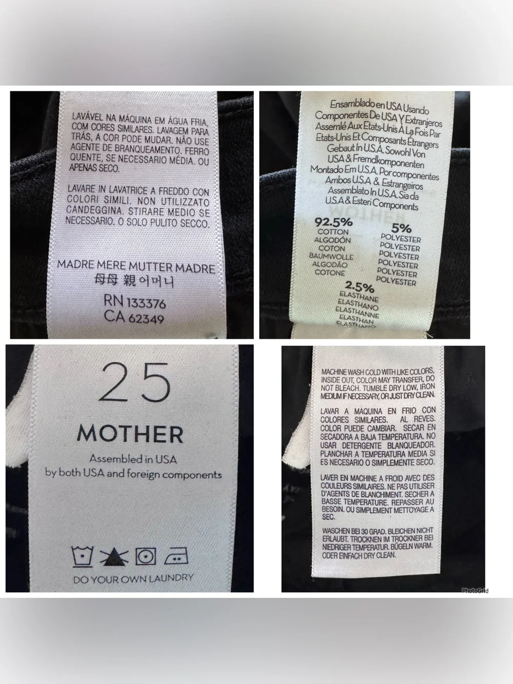 MOTHER THE HUSTLER BLACK ANKLE FRAY IN NOT GUILTY WASH SIZE 25